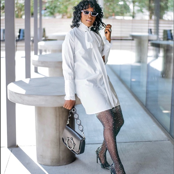 Pretty Little Thing White Long Sleeve Tie Maxi Dress Size UK10- 6 US - Picture 3 of 9